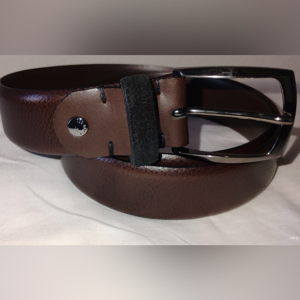 Ted Baker London Brown Leather Men's Belt with Black Loop NWT SZ 36